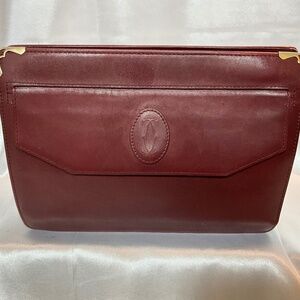 Vintage Cartier wine leather satchel/ clutch 50-C3b